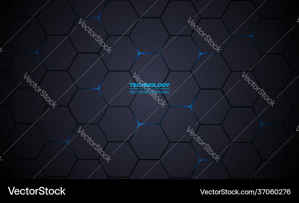 Dark gray hexagonal technology abstract background Dark gray hexagonal technology abstract background vector image