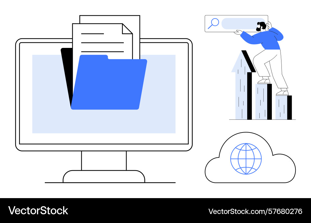 Digital file management with cloud storage data Digital file management with cloud storage data vector image
