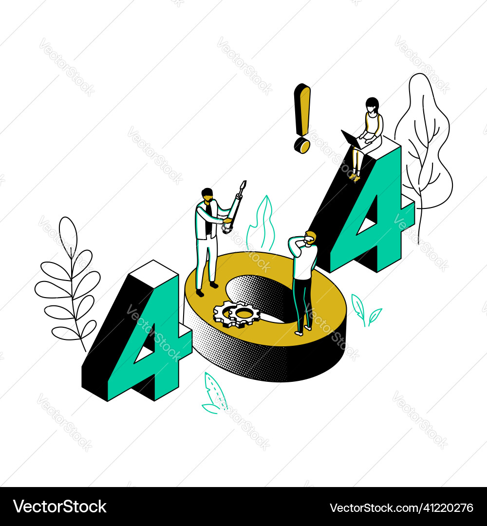 Error 404 page - modern line isometry design style Error 404 page - modern line isometry design style vector image
