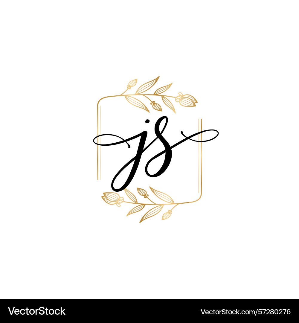 Floral monogram logos with js initials Floral monogram logos with js initials vector image