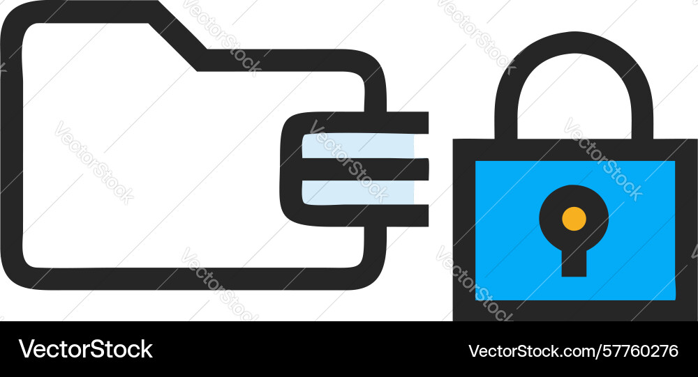 Folder with connected padlock icon secured data vector image