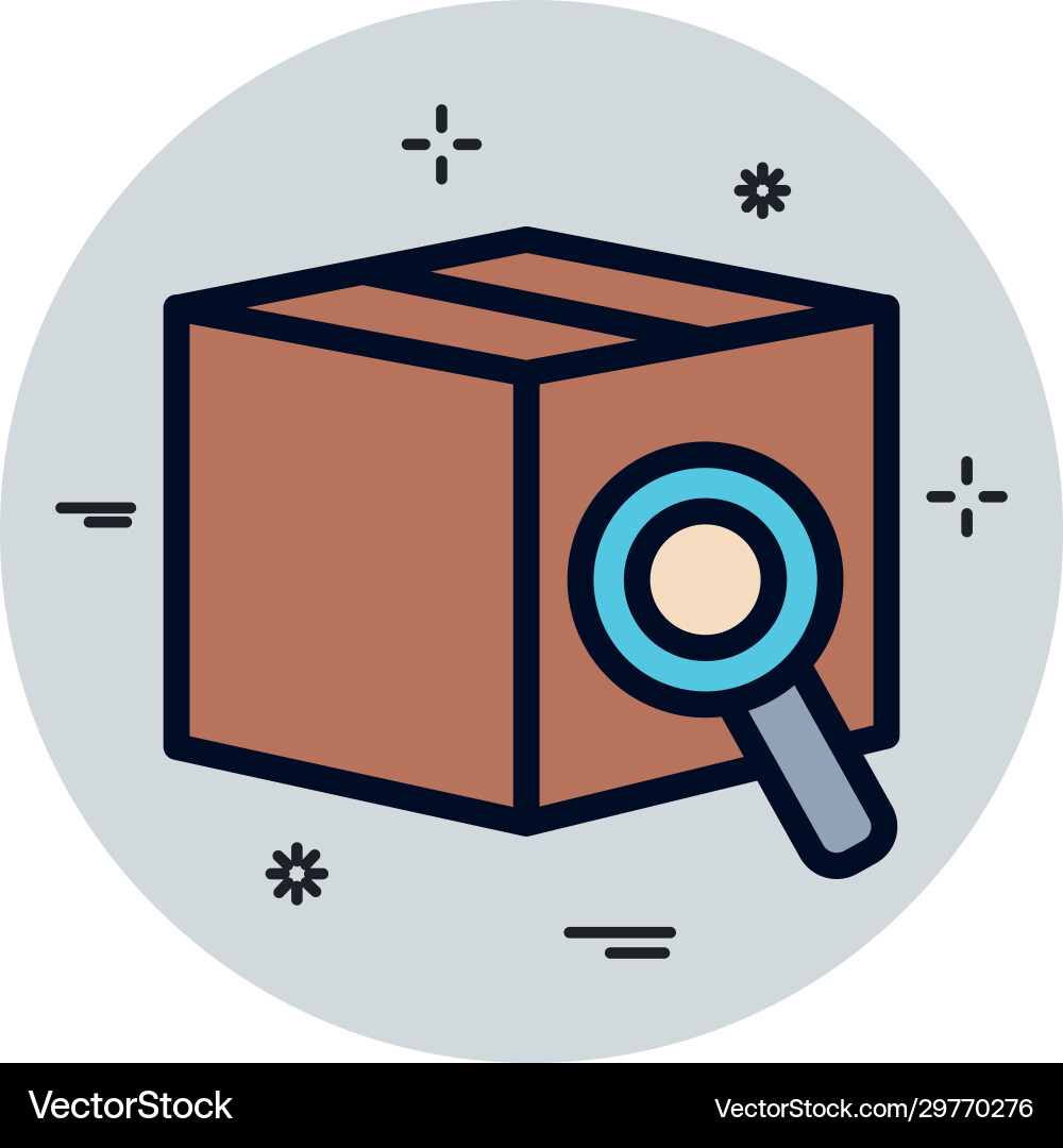 Isolated delivery box and lupe fill block style Vector Image