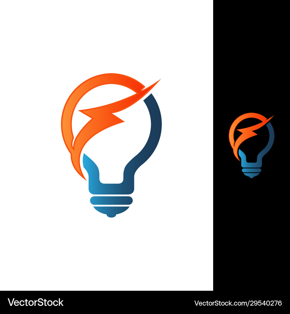 Light bulb with lightning icon linear style sign Vector Image