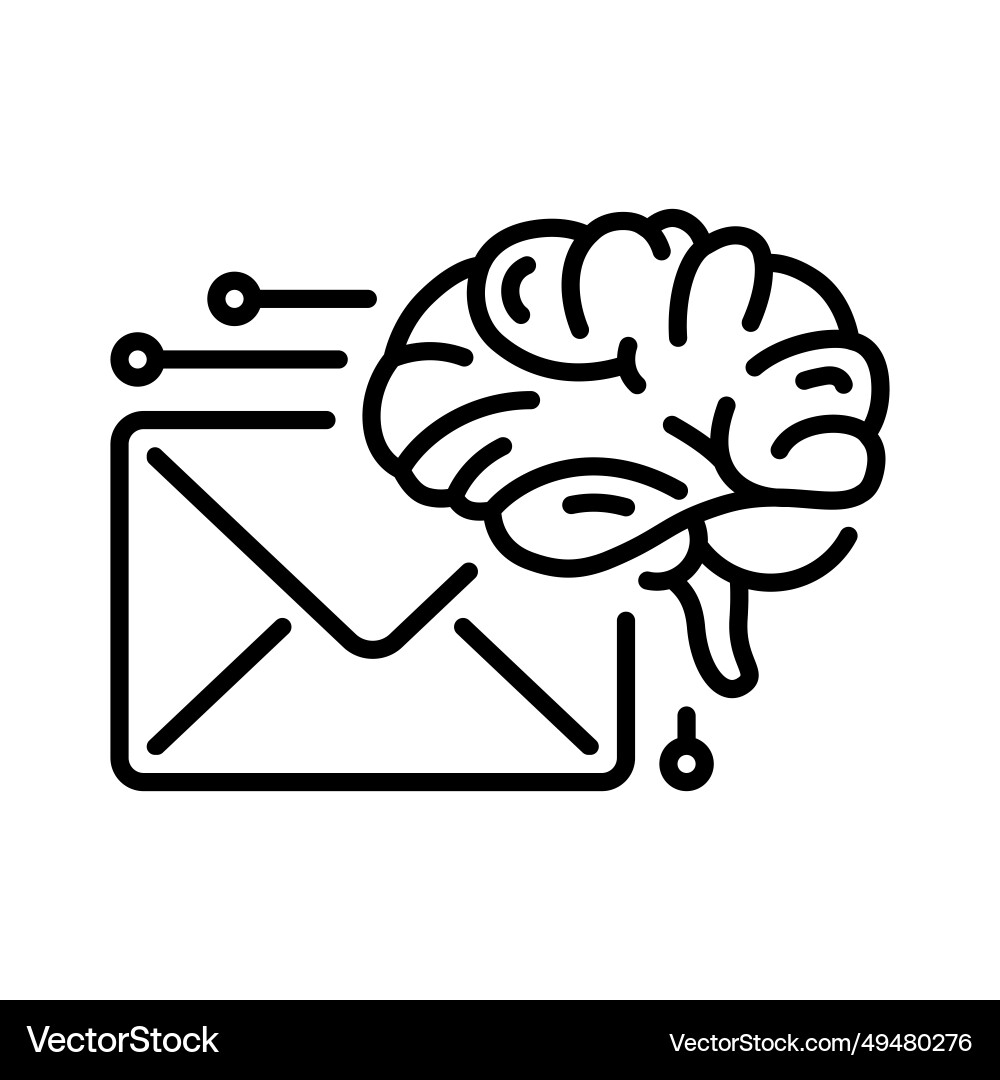 Line style icon for email network in brain Line style icon for email network in brain vector image