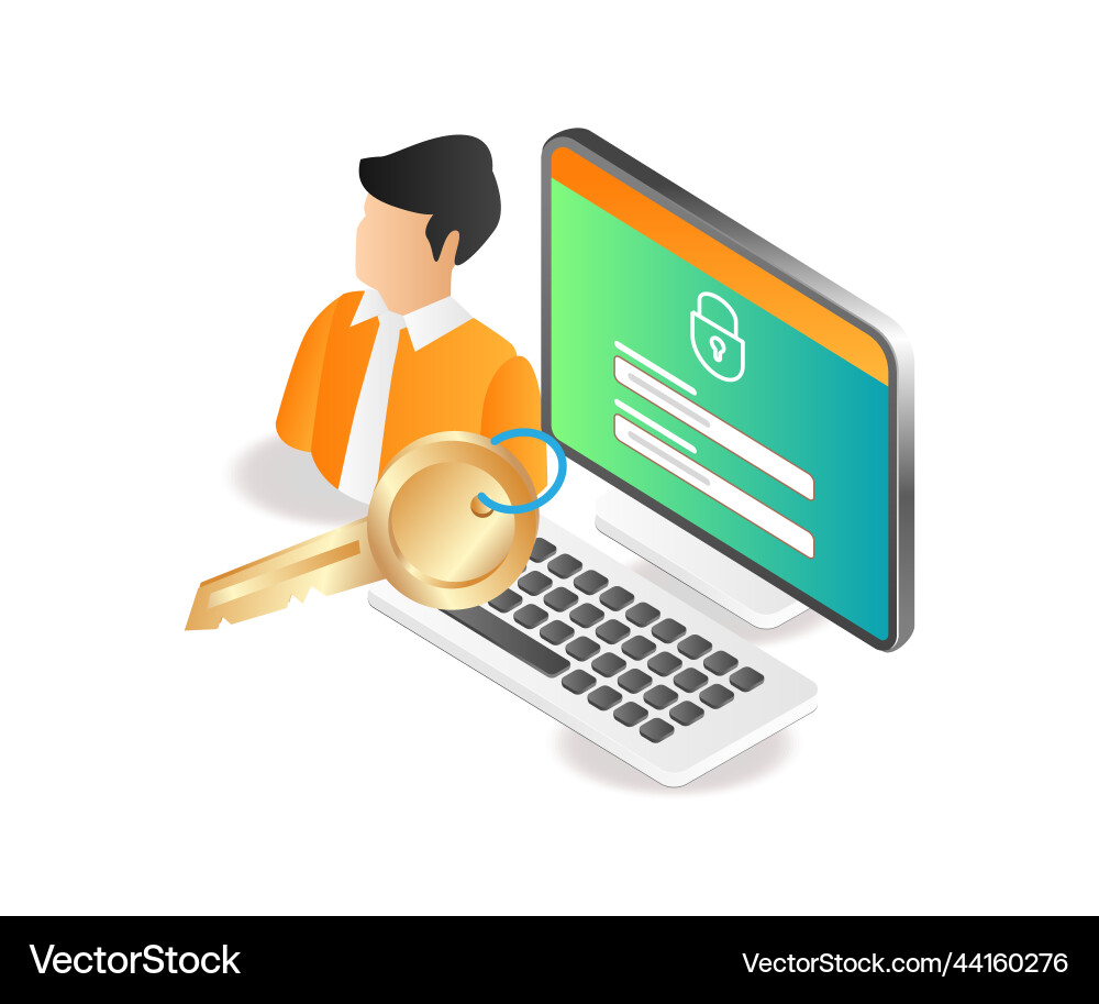 Personal computer account security lock Personal computer account security lock vector image