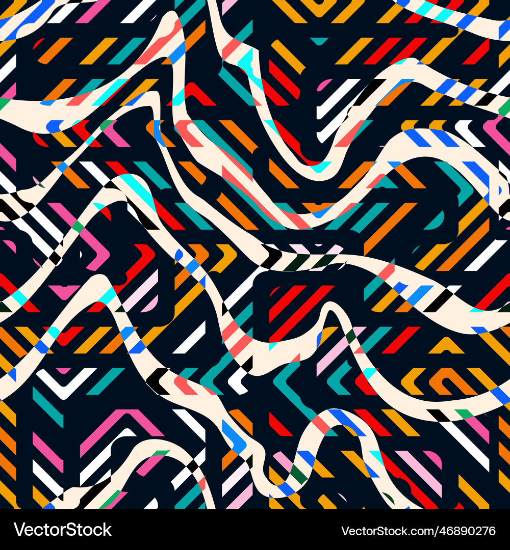 Retro colorful wavy seamless pattern Royalty Free Vector