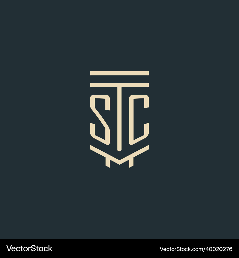 Sc initial monogram with simple line art pillar Sc initial monogram with simple line art pillar Vector Image