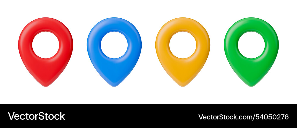 Set of bright location marks in different color Set of bright location marks in different color vector image