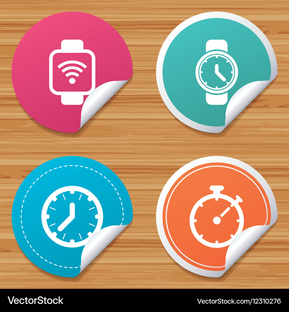 Smart watch mechanical clock time and timer vector image
