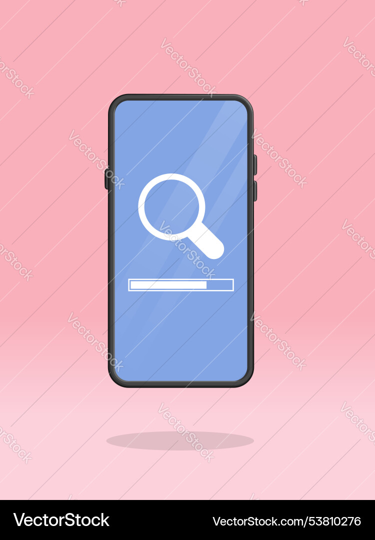 Smartphone magnifier loading search progress bar vector image