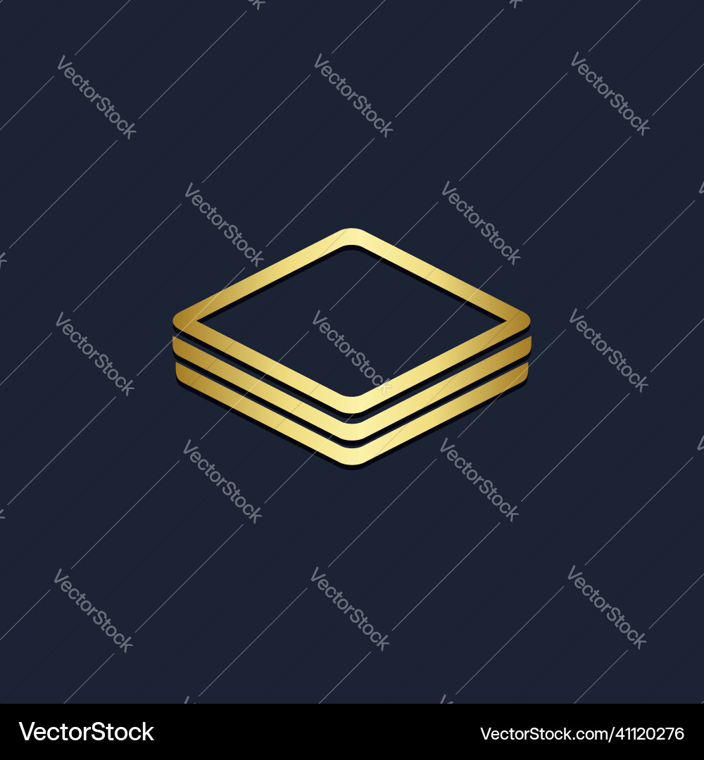 Square shape line gold logo Royalty Free Vector Image