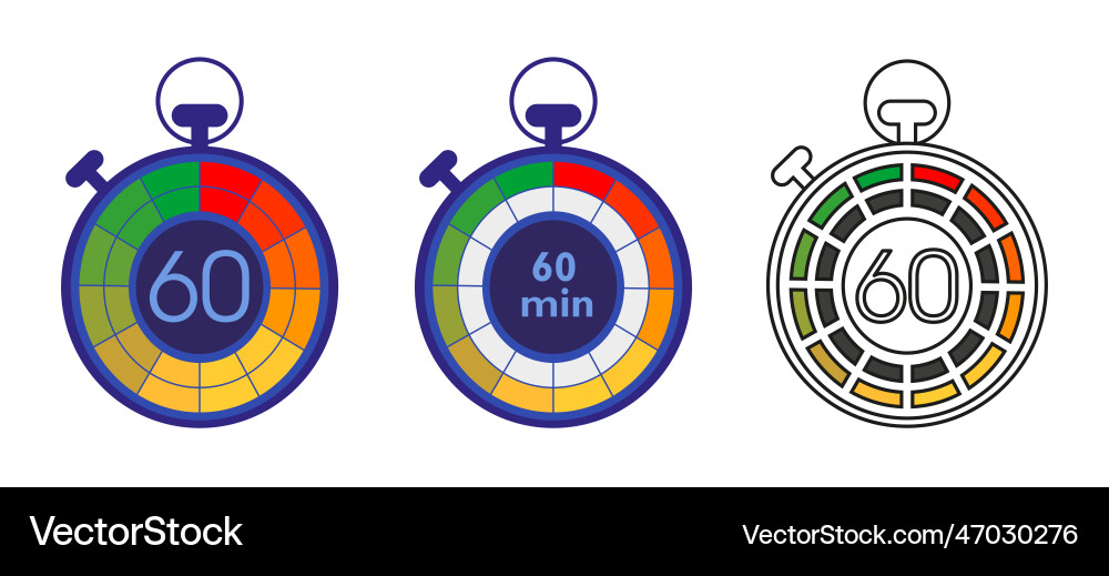 Stopwatch icons set timer symbols graphics Vector Image