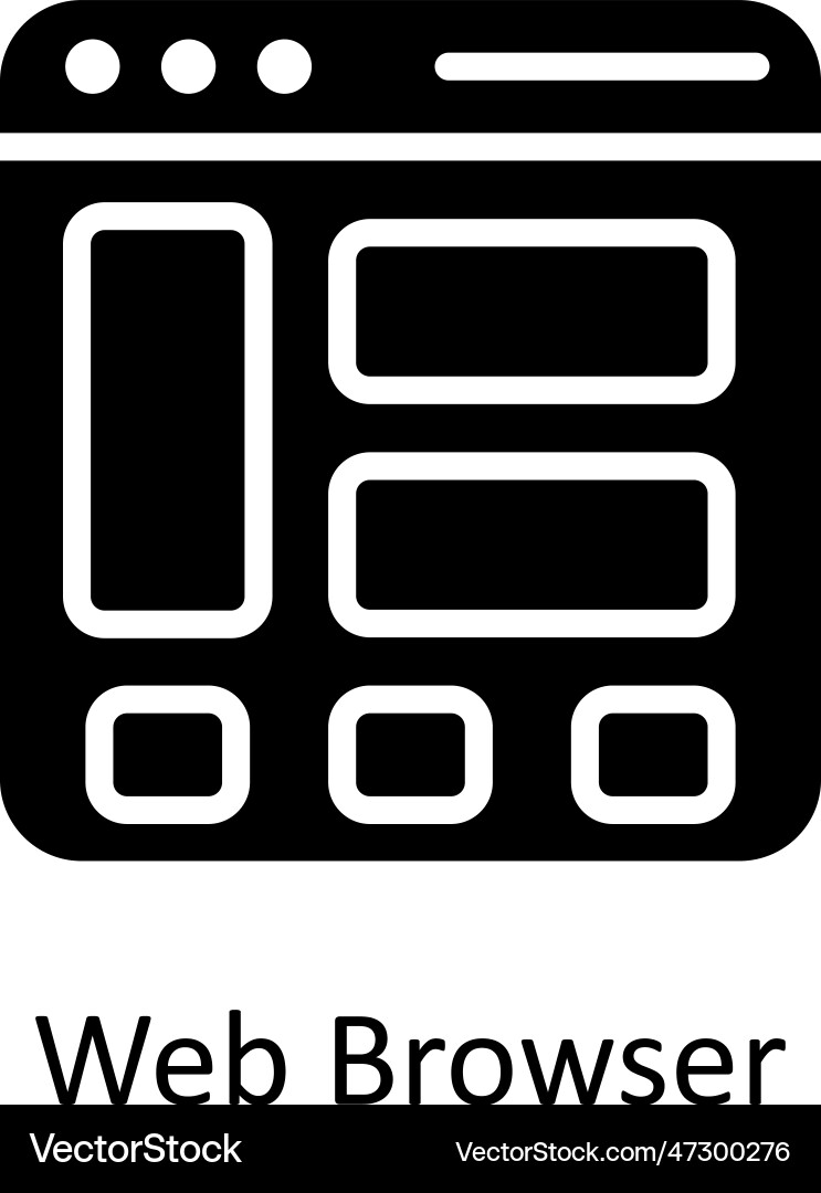 Web browser solid icon design vector image