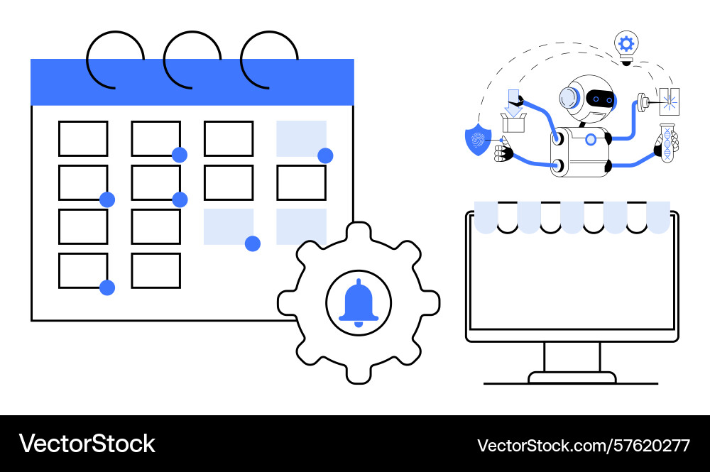 Ai automation in task scheduling with calendar Ai automation in task scheduling with calendar vector image