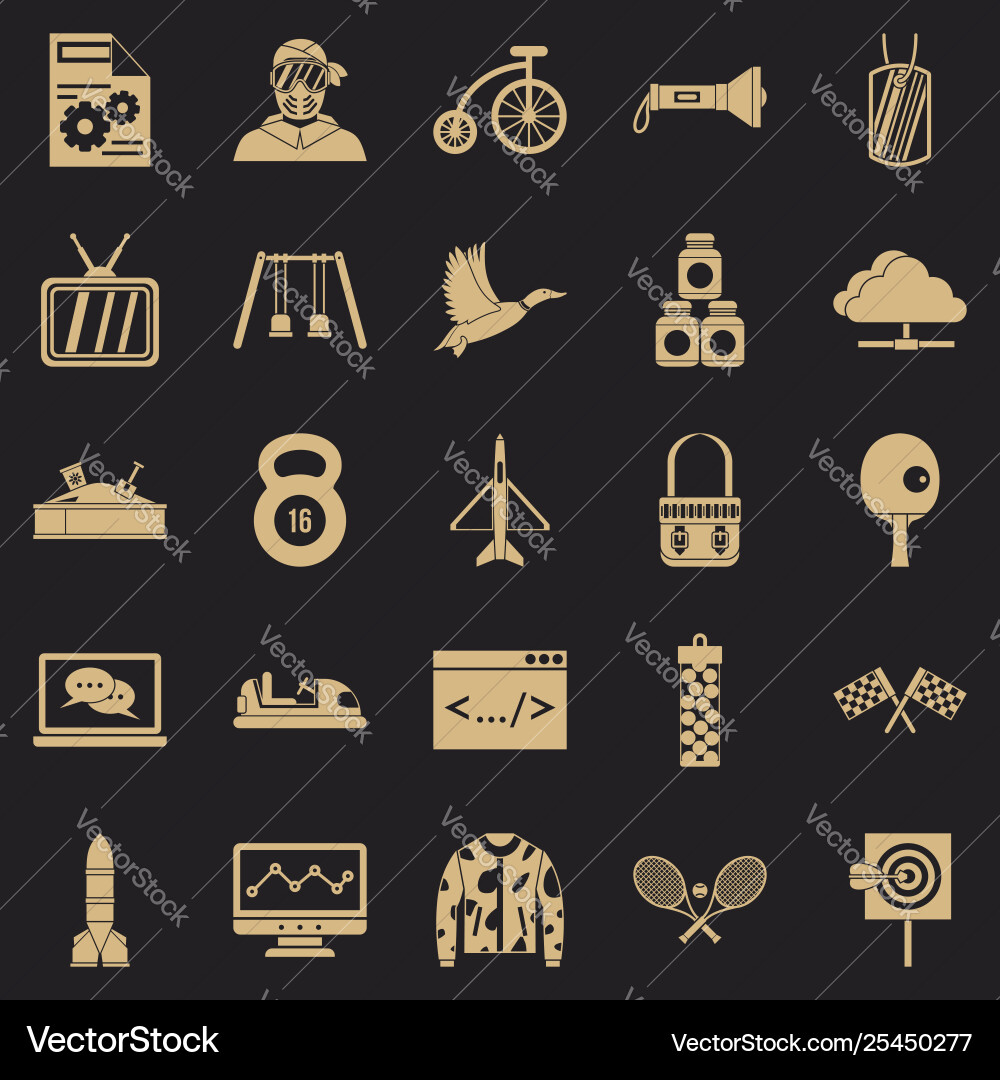 Aim icons set simple style vector image