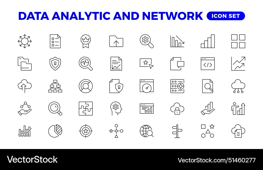 Big data analysis thin line icon set Big data analysis thin line icon set vector image