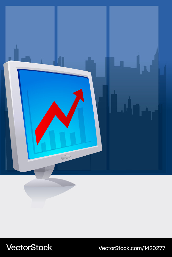 Chart on computer screen vector image