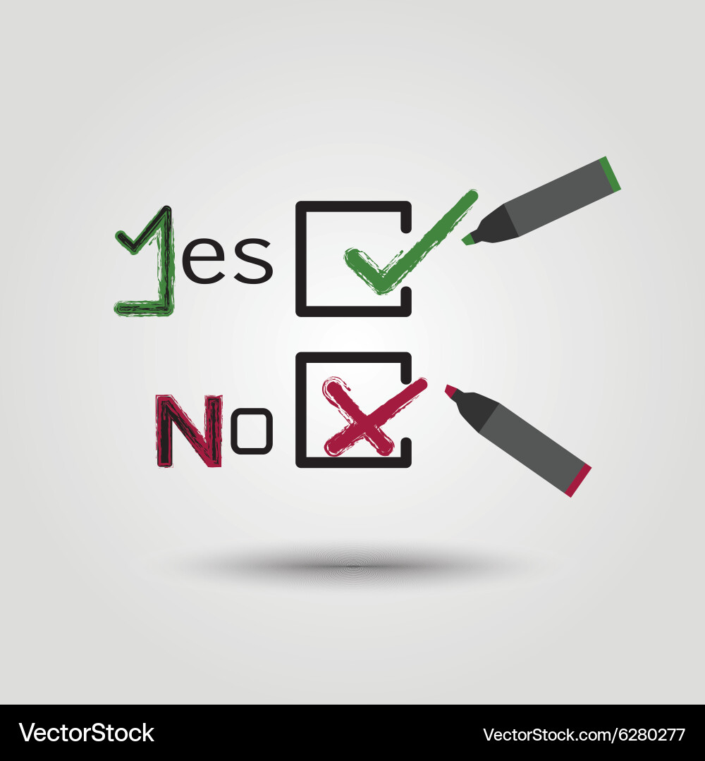 Check mark and cross symbols in boxes icons vector image