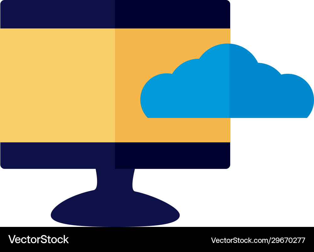 Cloud computing with computer flat style Cloud computing with computer flat style vector image