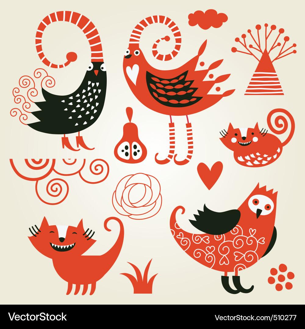 Colorful Cartoon Animal Set vector image