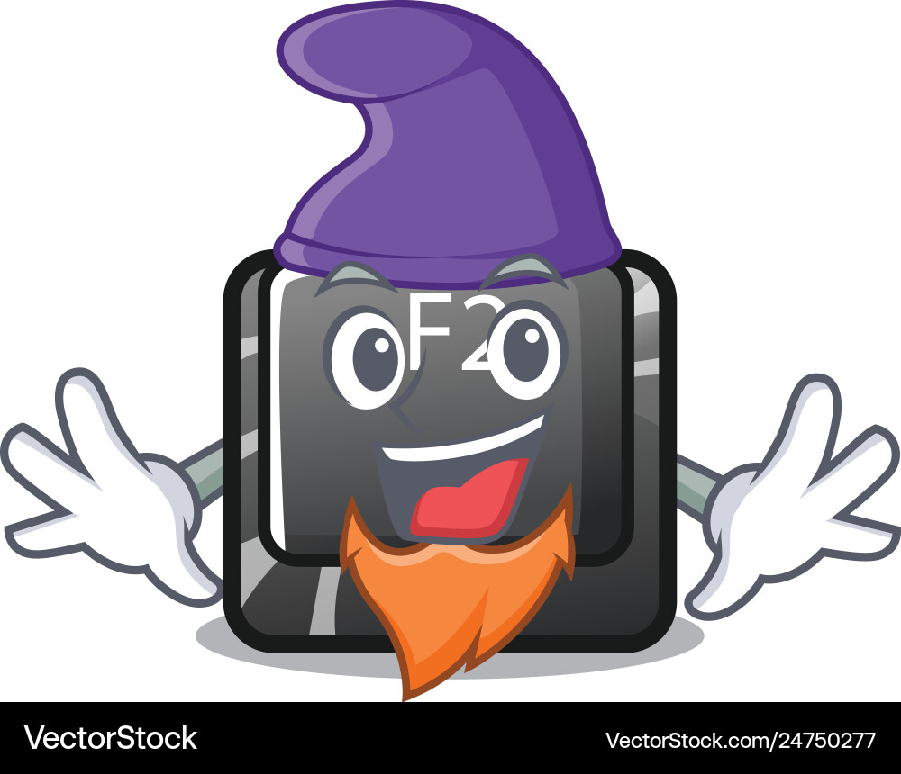 Elf button f2 in shape character Elf button f2 in shape character vector image