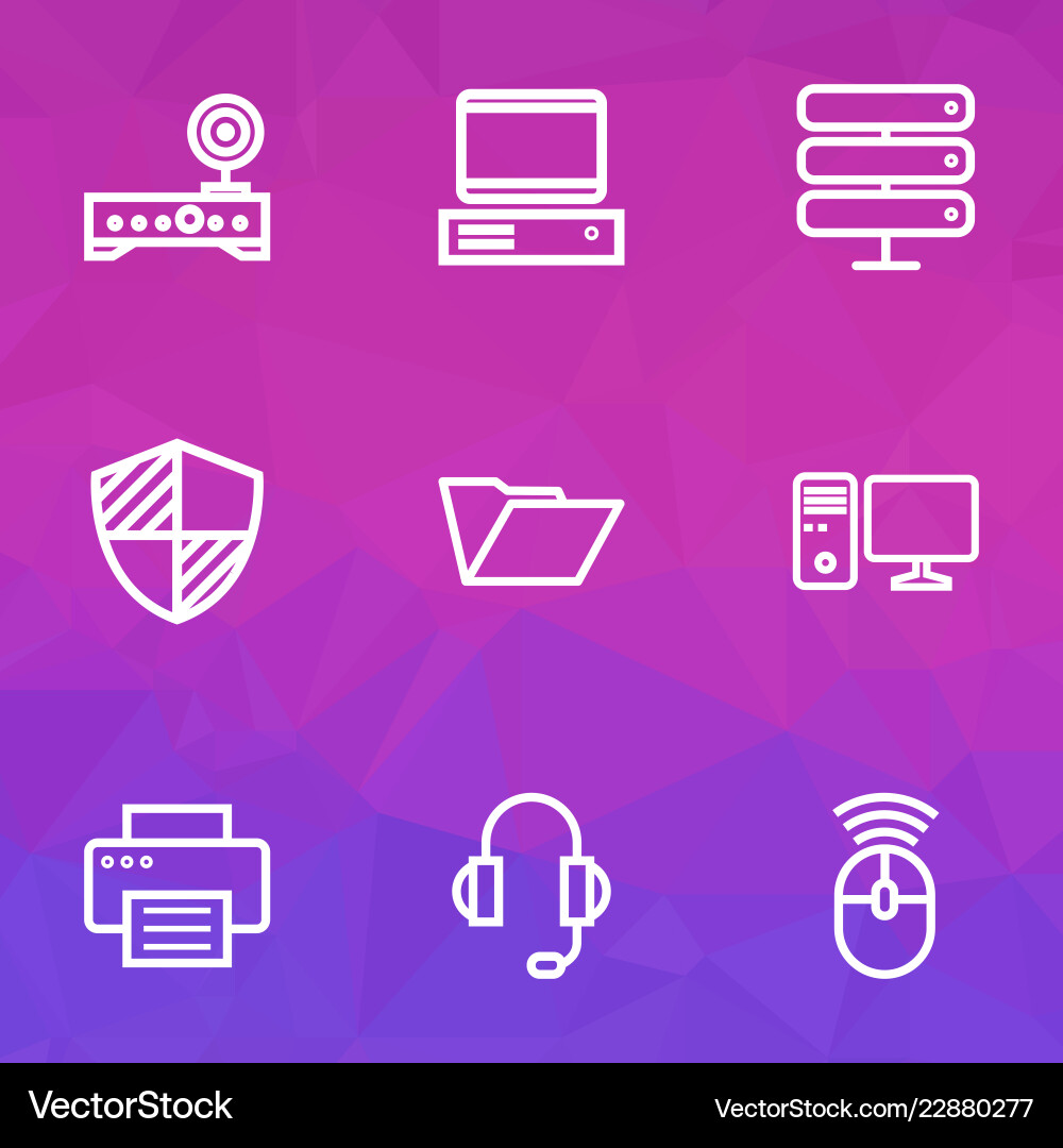 Hardware icons line style set with router mouse Hardware icons line style set with router mouse vector image