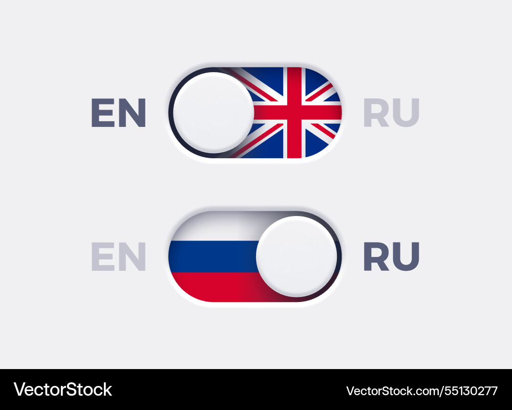 Language mode toggle switch buttons Language mode toggle switch buttons vector image