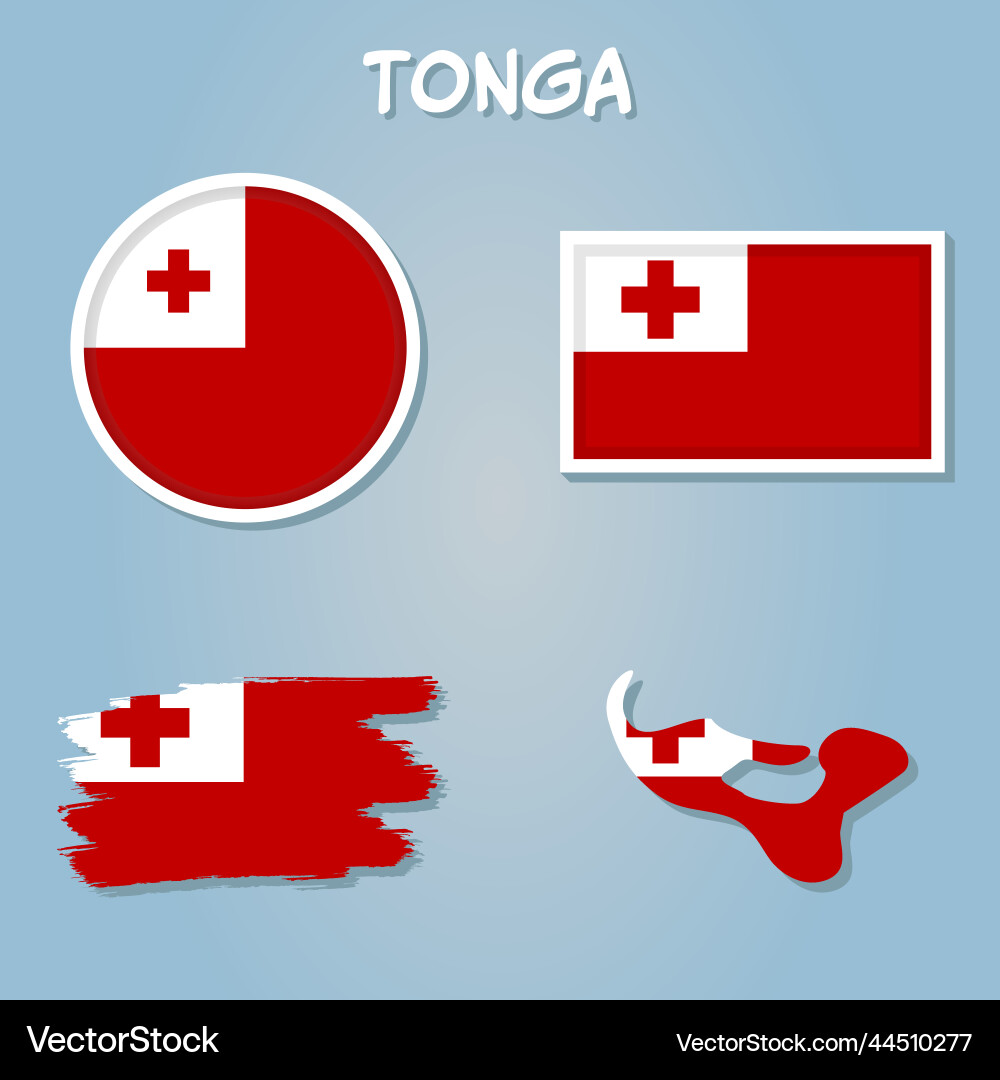 Map of tonga with flag isolated blue background Vector Image