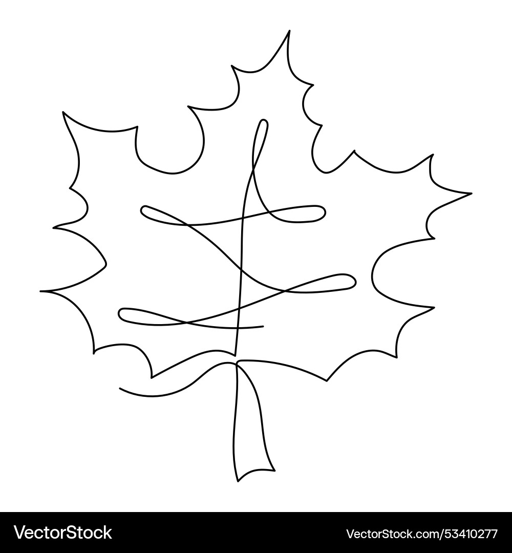 One line autumn leaf continuous drawing of maple One line autumn leaf continuous drawing of maple vector image