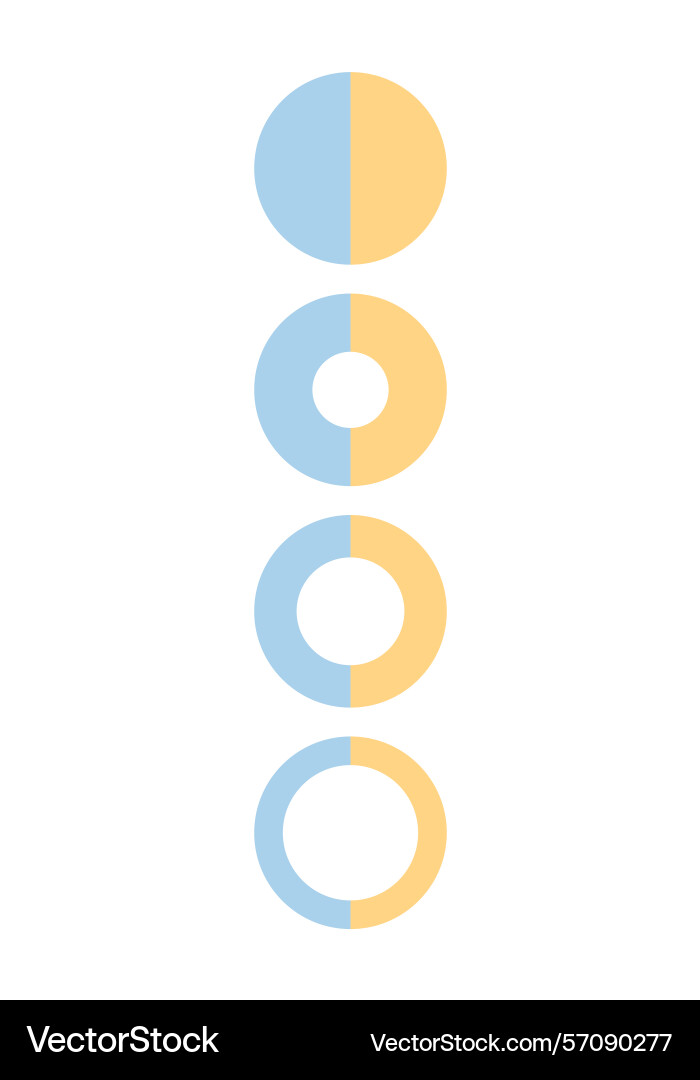 Piechart with two segments and slices circle Piechart with two segments and slices circle vector image
