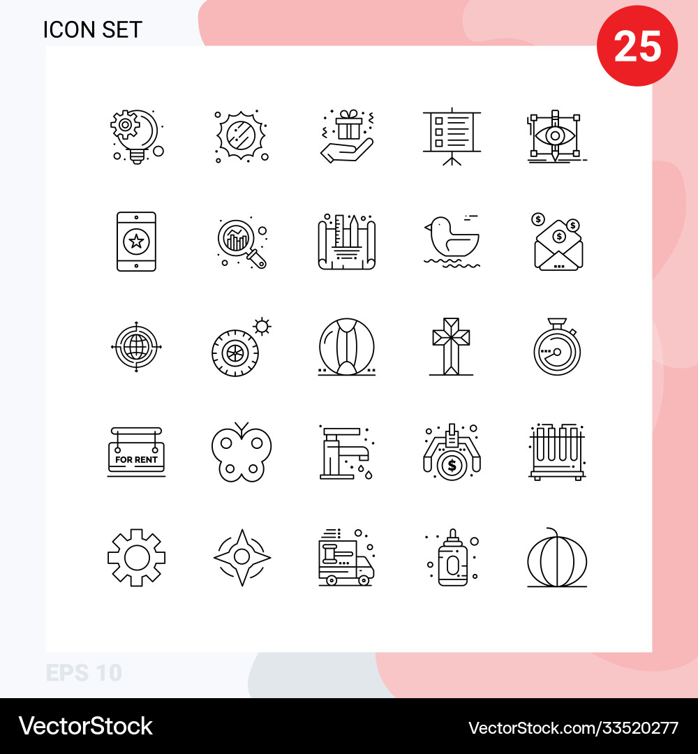 Set 25 lines on grid for cellphone sketching Vector Image