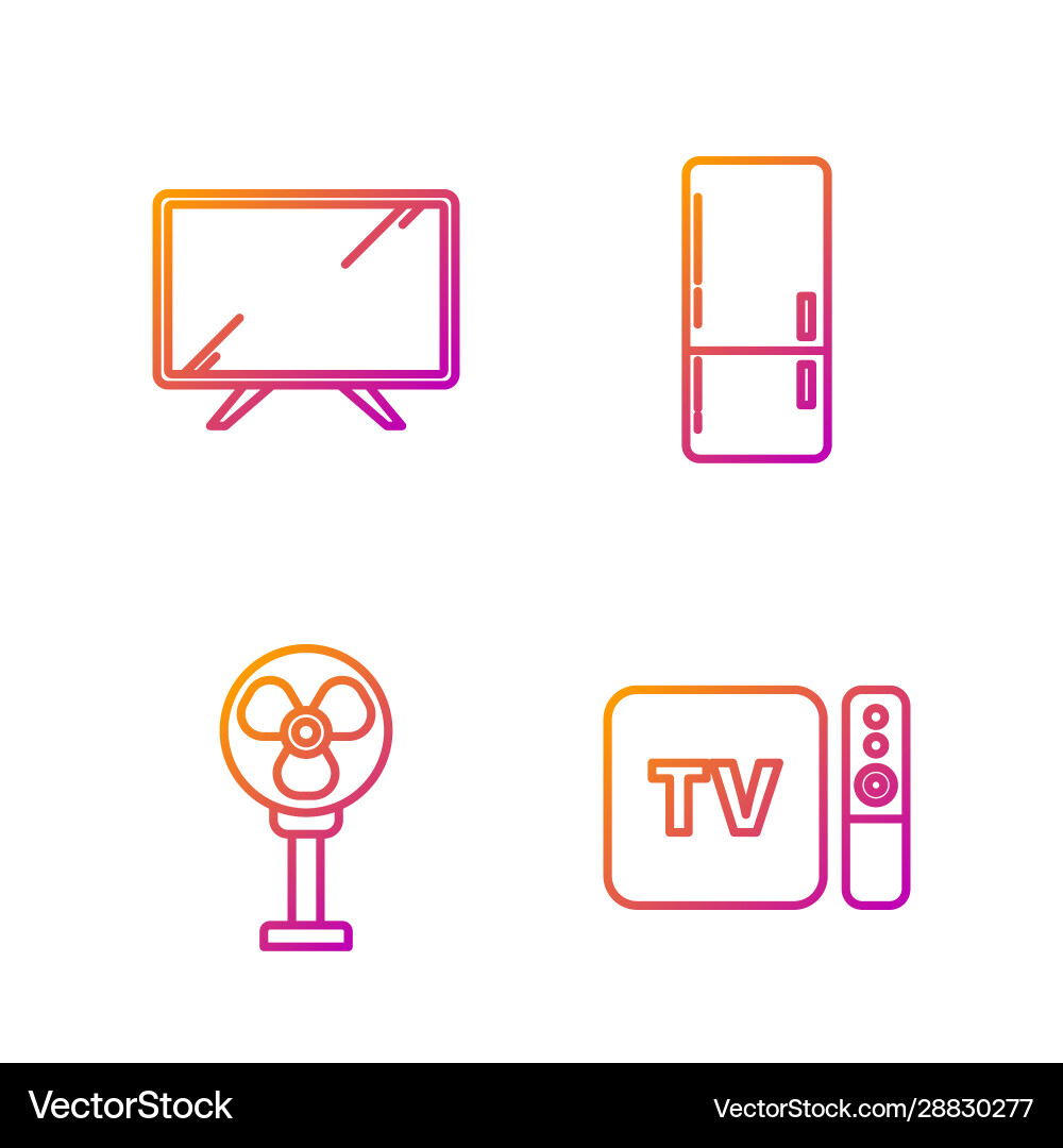 Set line tv box receiver and player with remote Set line tv box receiver and player with remote vector image