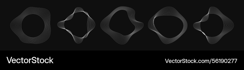 Set of round curved frames with dynamic wavy Set of round curved frames with dynamic wavy Vector Image