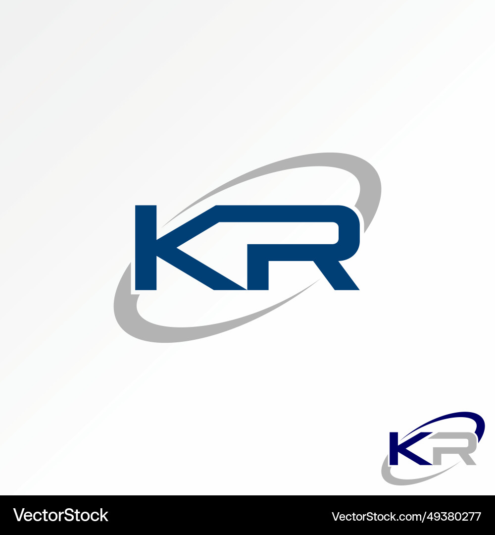 Unique initial kr sans serif font swoosh ellipse Unique initial kr sans serif font swoosh ellipse vector image