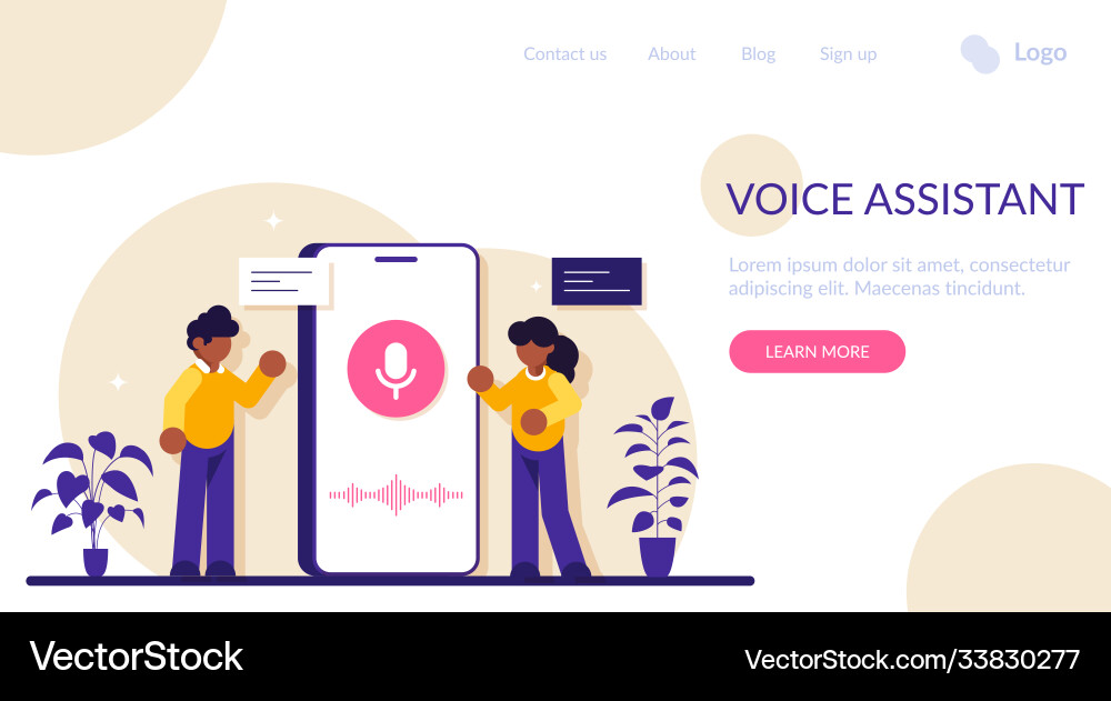 User with voice assistant or controlled User with voice assistant or controlled vector image