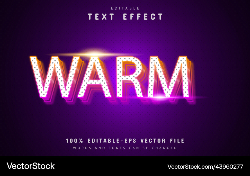 Warm text effect with dot pattern vector image