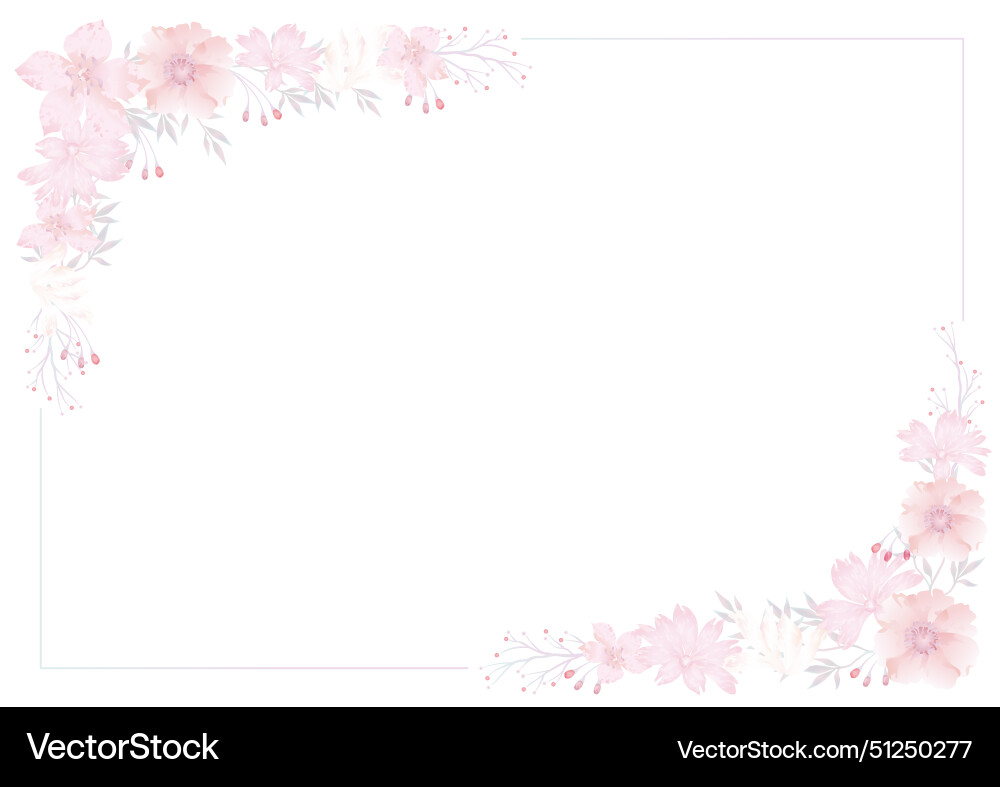 Watercolor rectangle floral frame Royalty Free Vector Image