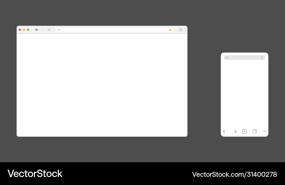 Browser window for computer and mobile mockup Browser window for computer and mobile mockup vector image