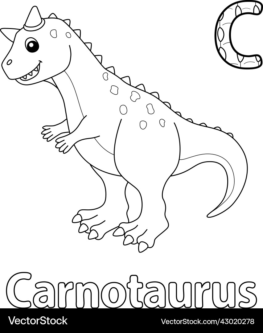 Carnotaurus alphabet dinosaur abc coloring page c Carnotaurus alphabet dinosaur abc coloring page c vector image