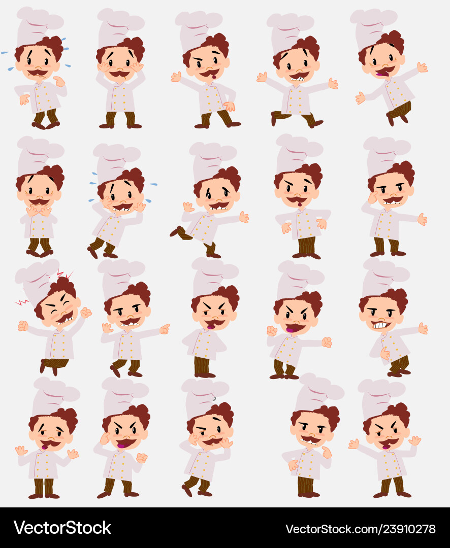 Cartoon character chef set with different Cartoon character chef set with different vector image