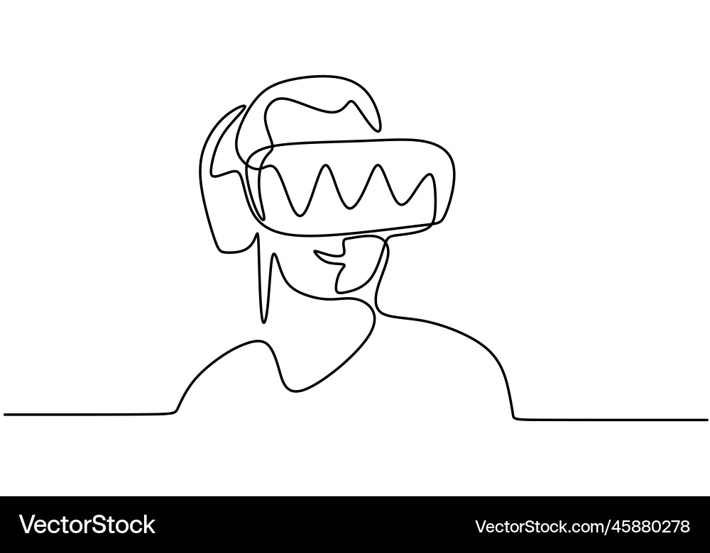 Continuous one line of person using virtual vector image