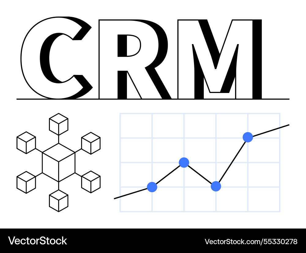 Crm-Konzept mit Datendiagramm und Netzwerkstruktur Crm-Konzept mit Datendiagramm und Netzwerkstruktur vektorbild