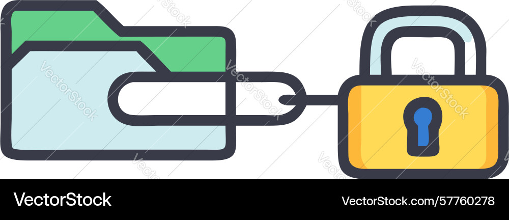 Data folder chain icon secured information flow vector image