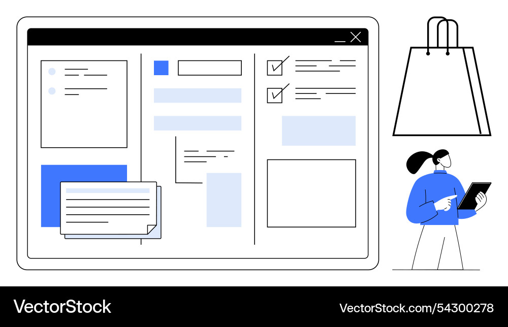 E-commerce website design with user interaction E-commerce website design with user interaction vector image