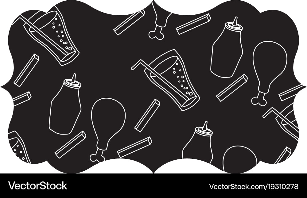 Frame with fast food pattern background Vector Image