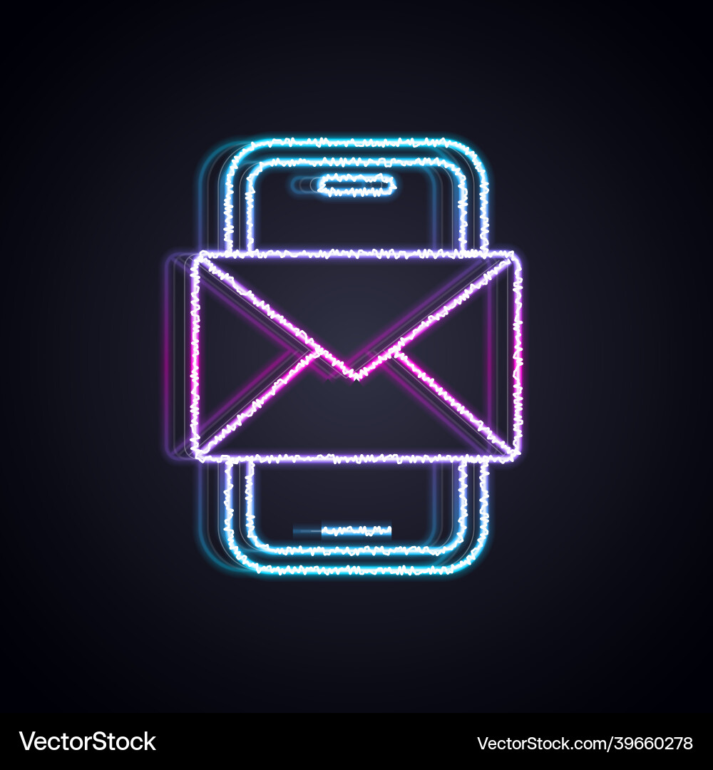 Glowing neon line mobile and envelope new message Vector Image
