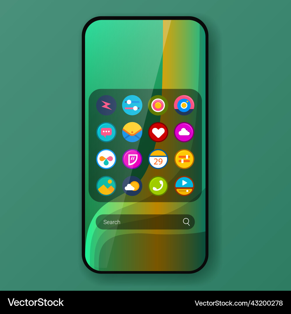 Green wave widget user interface home screen vector image