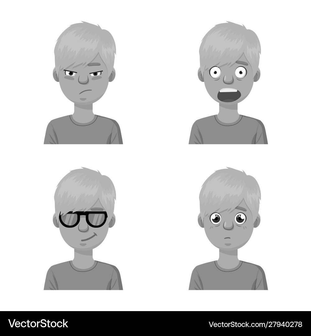 Isolated object face and boy sign set Isolated object face and boy sign set vector image