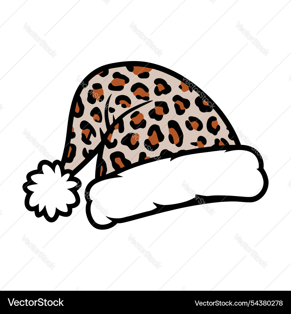 Leopard print santa hat Leopard print santa hat vector image