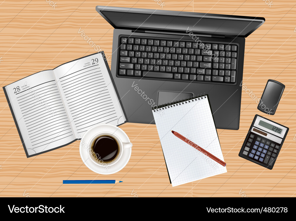 Notebook and phone vector image